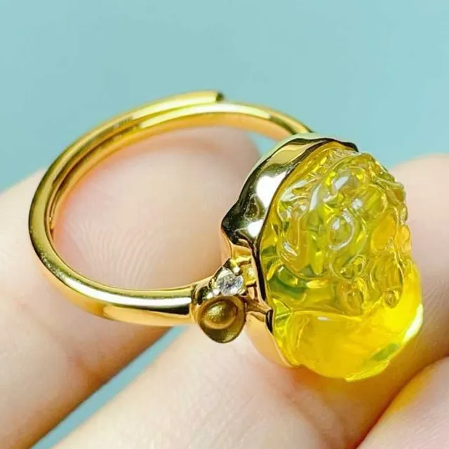 【勝弘珠寶】多明尼加藍珀祥瑞貔貅戒指