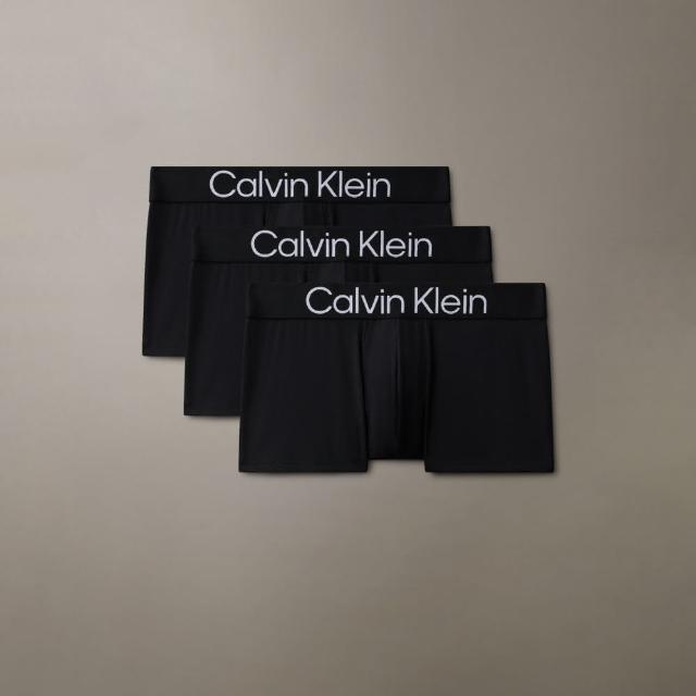 【CALVIN KLEIN】官方旗艦館 CK 3 件套組對比標誌低腰平口內褲 _黑色