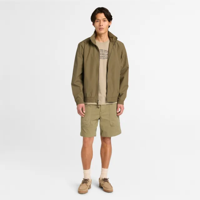 【Timberland】男款米色印章圖案短袖T恤(A5S7ADH5)