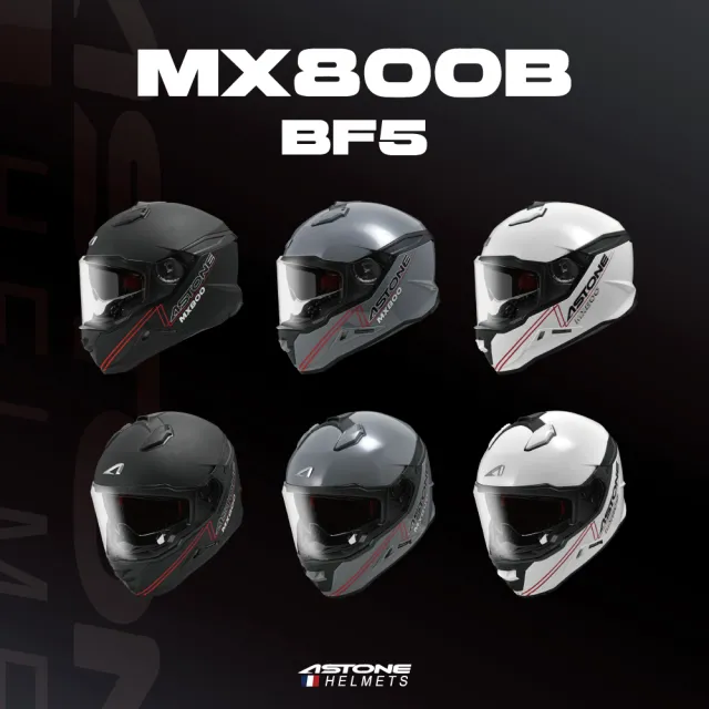 【ASTONE】官方直營-MX800B BF5 彩繪款 全罩式安全帽(白 平光黑 水泥灰)