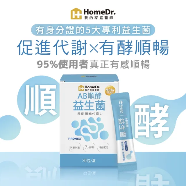 【Home Dr.】AB順酵益生菌x3盒(30包/盒 共90包  有身分證的五大專利益生菌 通暢有酵)