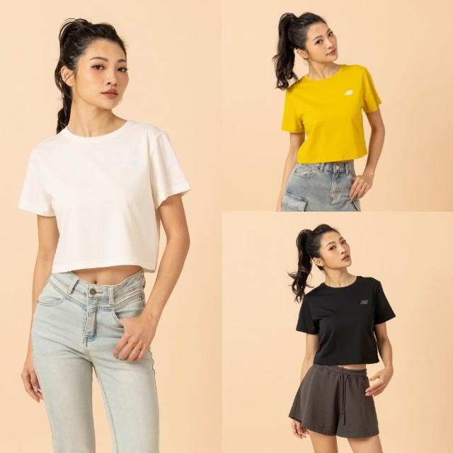 【NEW BALANCE】NB 微短版短T_女性_黑/黃/米色_WT61Q45FAAJ_WT61Q45FBK_WT61Q45FCIC(亞版 版型正常)