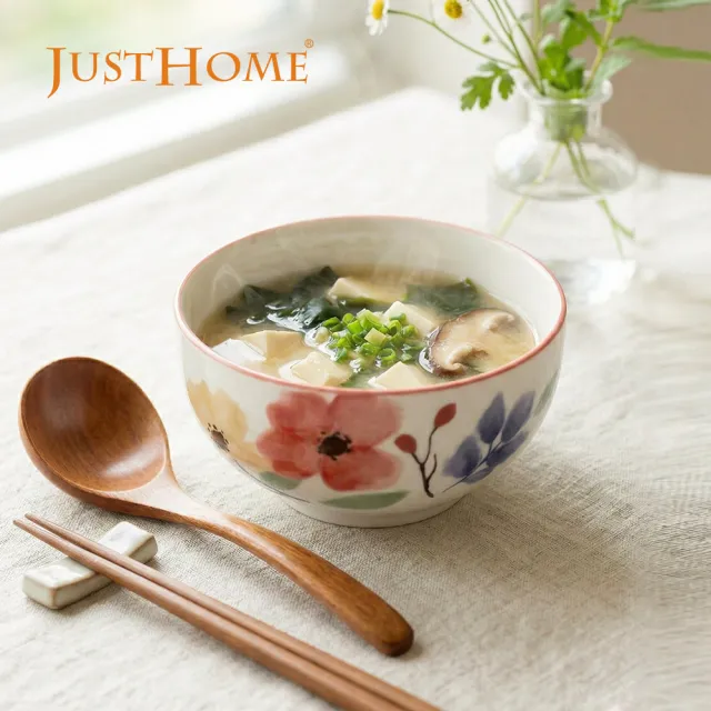 【Just Home】映花陶瓷5吋飯碗400ml(可微波 碗 湯碗 湯缽 麵碗 拉麵碗)