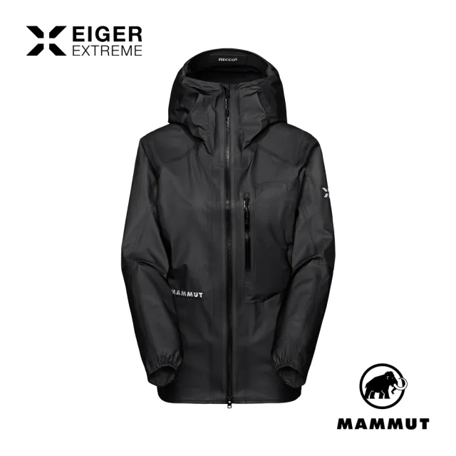 【Mammut 長毛象】Eiger Nordwand Light HS Hooded 極限艾格GTX防風防水連帽外套 黑色 女款 #1010-32510