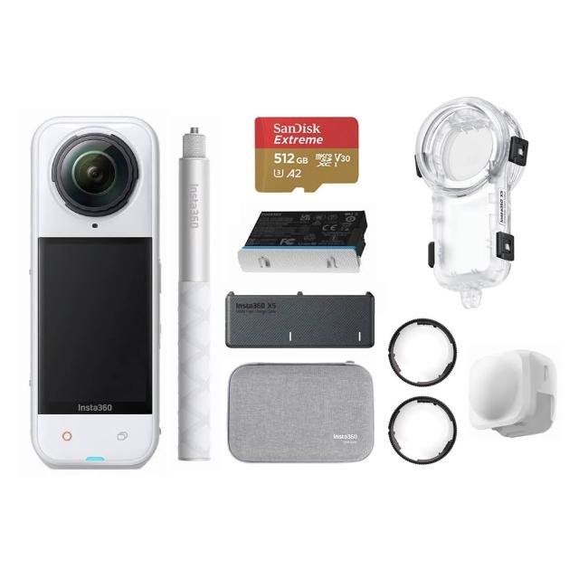 【Insta360】X5 8K全景運動相機 萬能套裝 皓月白 潛水殼套組(原廠公司貨)