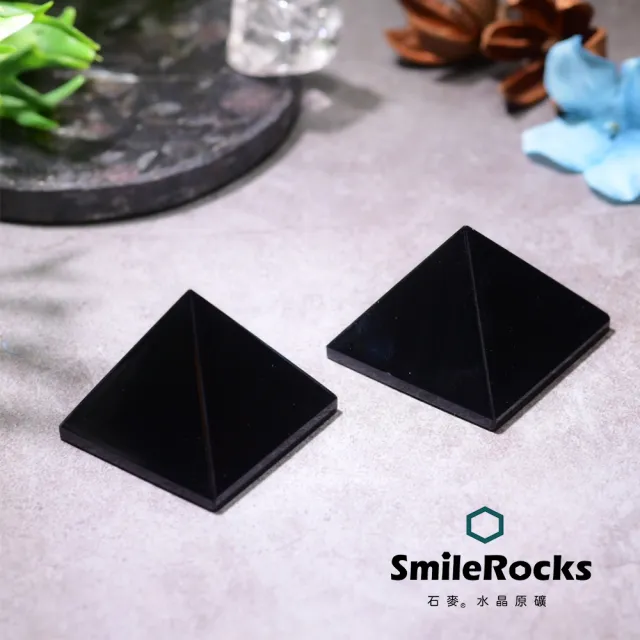 【SmileRocks 石麥】石麥水晶原礦  黑曜石金字塔 SmilePAD 6X9cm  2000優購 No.62558260342