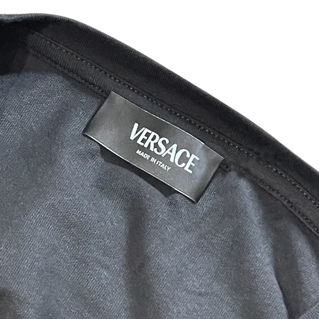 【VERSACE 凡賽斯】水晶梅杜莎logoT-shirt(黑/金色小水晶)(14A)