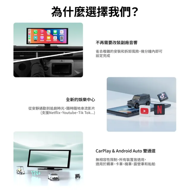 【ottocast】ScreenFlow 11吋CarPlay多媒體撥放器 地圖導航 Android Auto Youtube 車用觸控螢幕