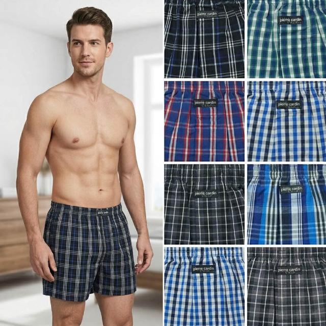 【pierre cardin 皮爾卡登】6件組 經典格紋紳士平織男四角褲-速達(純棉/開襠/透氣/四角褲/男內褲)