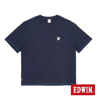 【EDWIN】男裝 小骷髏寬版短袖T恤(丈青色)