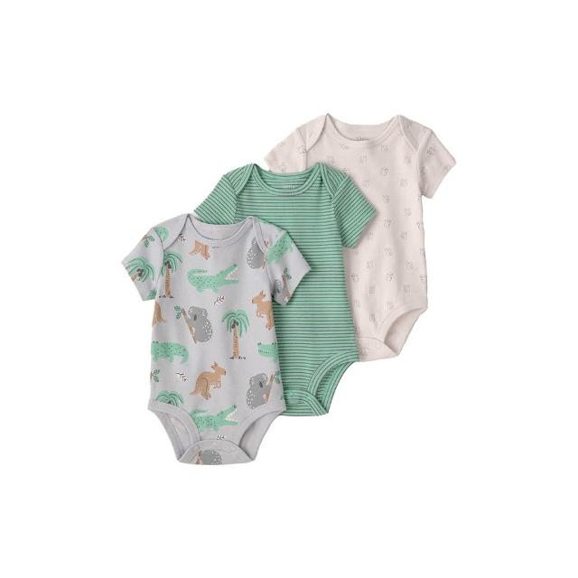 【Carter’s】嬰兒 純棉短袖3件組包屁衣（原廠公司貨  童裝 嬰兒裝 包屁衣）