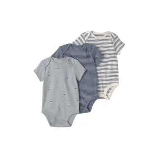 【Carter’s】嬰兒 純棉短袖3件組包屁衣（原廠公司貨  童裝 嬰兒裝 包屁衣）