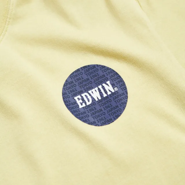 【EDWIN】男裝 小圓凸字印花短袖T恤(淺黃色)
