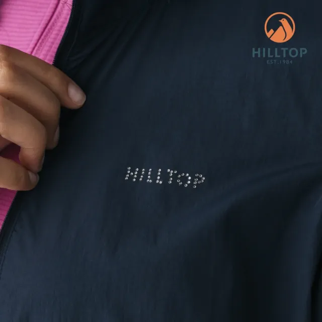 【Hilltop 山頂鳥】超潑水抗UV超輕量施華洛世奇燙鑽外套 女款 深藍｜PS02XFH1ECE0