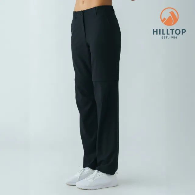 【Hilltop 山頂鳥】吸濕快乾彈性兩截褲(可調式褲管) 女款 黑|PS08XF20ECA0