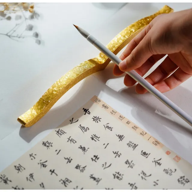 迦恩-鎮紙筆擱黃銅實心鎮尺畫尺書鎮筆擱文房雅器多功能創意銅鎮紙壓書