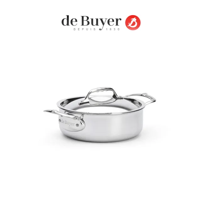 【de Buyer 畢耶】Affinity系列 多層複合不鏽鋼雙耳主廚鍋20cm-適用IH爐(含鍋蓋)