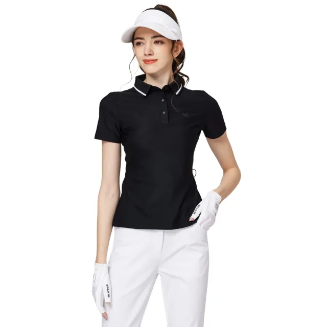 【BLKTEE GOLF】螺紋領收腰女短袖上衣 (高爾夫短袖上衣 golf球衫)