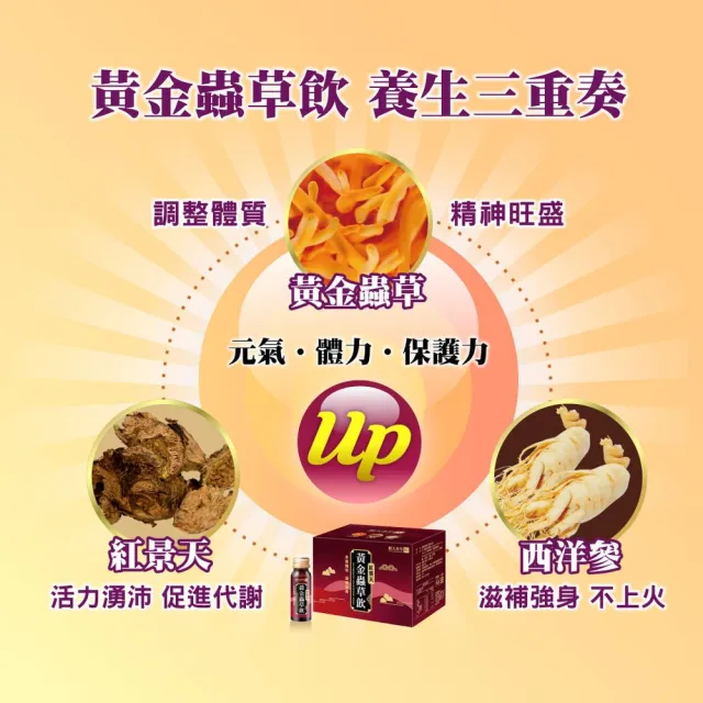 【順天本草】黃金蟲草飲禮盒 紅景天添加(18ml/瓶x30入 蛹蟲草子實體 紅景天 粉光參)