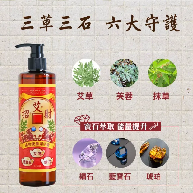 【美吾髮】momo獨家 艾系列 六六大順招財淨化組 淨化+招財+招福+檀香潔淨露330ml+除穢噴霧+提神滾珠(開運)