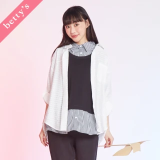 【betty&rsquo;s 貝蒂思】橫條織面素色長袖襯衫(共三色)