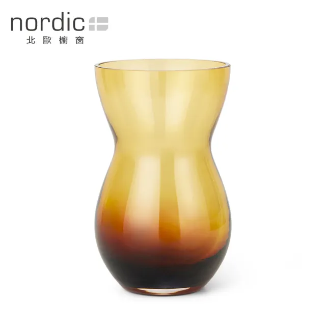 【北歐櫥窗】Holmegaard Calabas 漸層雙色花器（酒紅／琥珀、H 21cm）