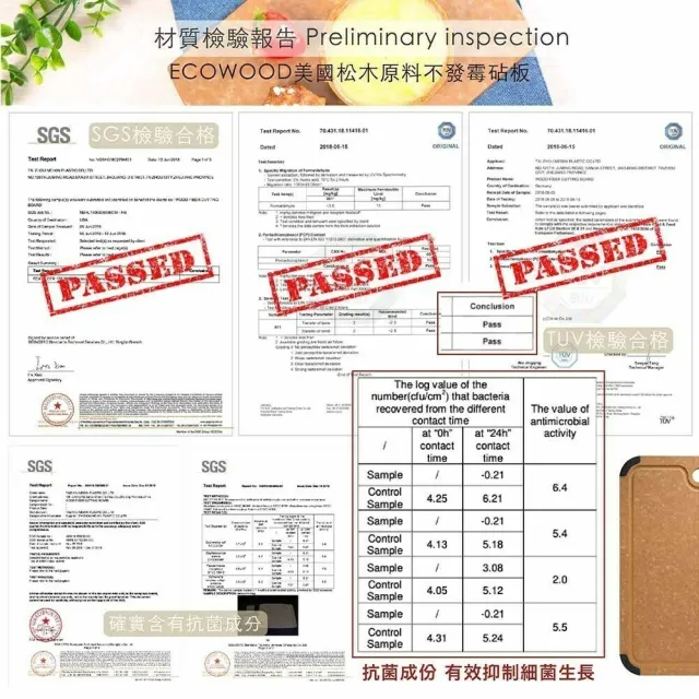 【MASIONS 美心】ECOWOOD  北美松木原料抗發霉抗菌砧板組L+M+主廚刀