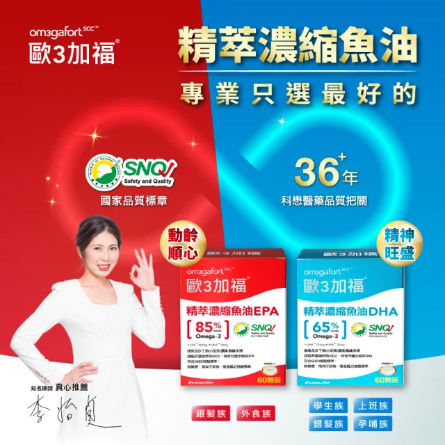 【EXCELSIOR 科懋生技】歐3加福 精萃濃縮魚油EPA 60顆/盒  4入組(促進新陳代謝 Omega3 DHA EPA) 保健禮盒