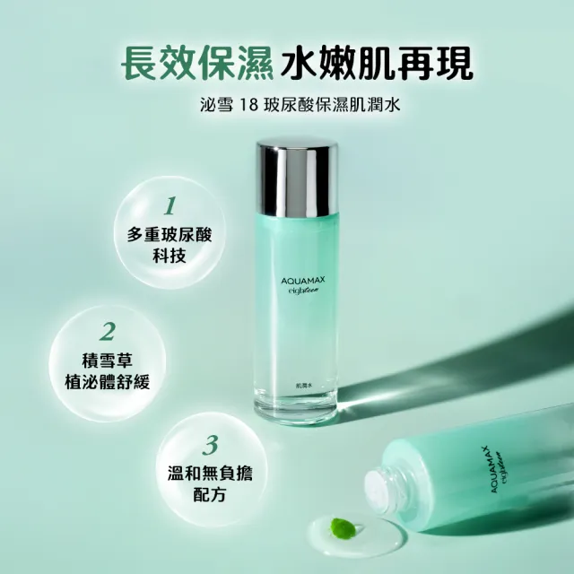 【AQUAMAX 奧科美氏】買1送1★泌雪18玻尿酸保濕肌潤水100ml(積雪草植泌體/三胜月太/化妝水)