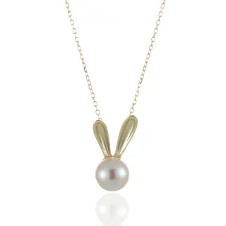 【Woogie武吉珠寶】金兔設計天然淡水珍珠純銀套鍊(8mm)