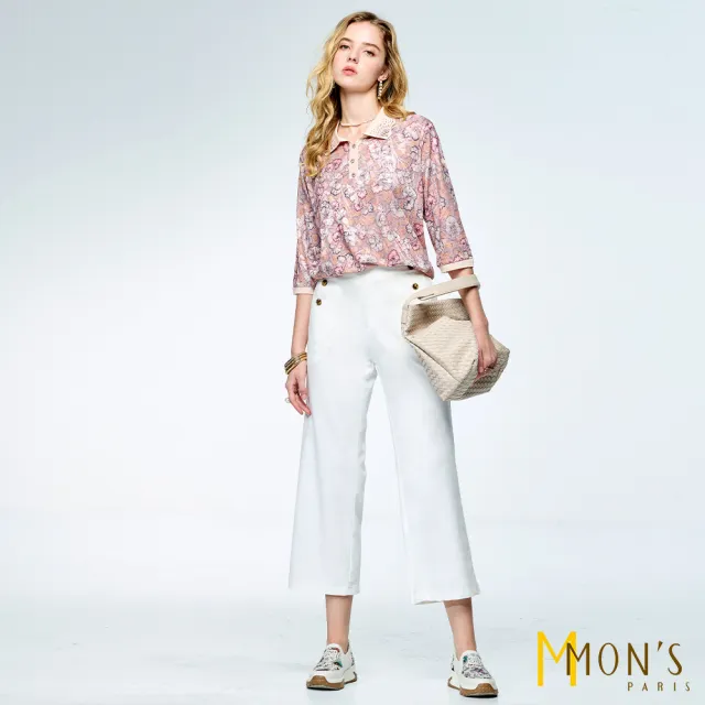 【MON’S】都會排釦舒適棉九分褲(直)