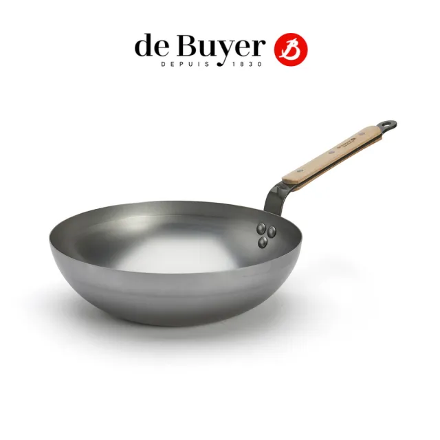 【de Buyer 畢耶】原礦木柄蜂蠟系列 單柄中華北京炒鍋28cm
