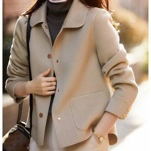 【米蘭精品】現貨限搶 西裝外套休閒西服(保暖短款不挑個子雙面仿羊毛女外套3色74is6)