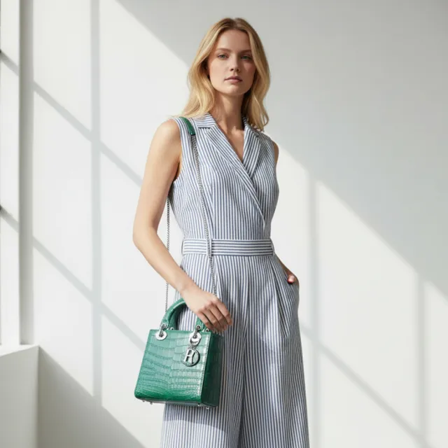 【M2nd】珍稀鱷魚腹皮手提斜背黛妃包(Y0019D)