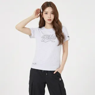 【FILA】女短袖圓領T恤-淺麻灰 5TEA-1455-MY