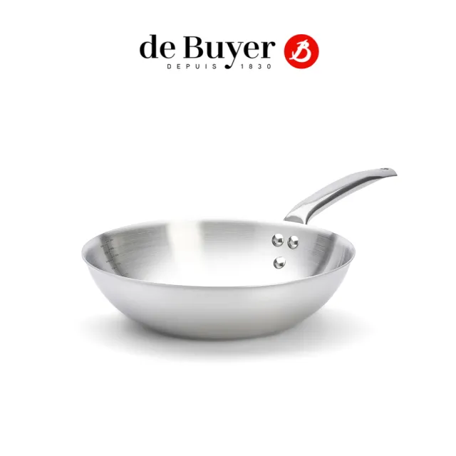 【de Buyer 畢耶】Alchimy系列 3層複合不鏽鋼中華炒鍋28cm-適用IH爐(不含鍋蓋)