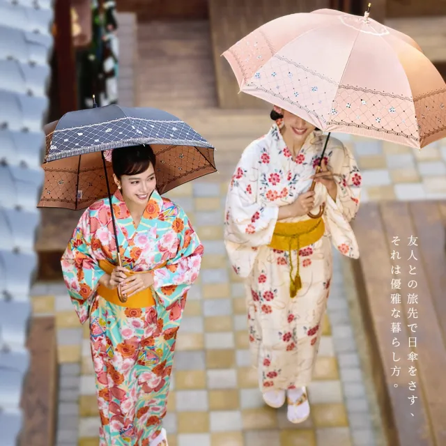【雨之戀】降溫10℃涼感長直傘 山茶花(雨傘 長傘 直傘 涼感降溫傘)