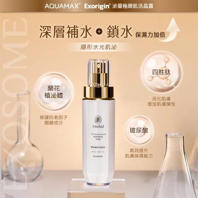 【AQUAMAX 奧科美氏】買2送1★泌蘭極緻肌活晶露3入囤貨組(蘭花植泌體/玻尿酸/四胜月太/保濕鎖水/化妝水)