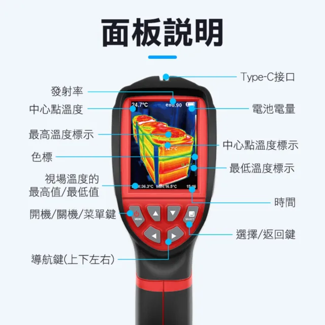 紅外線熱像儀 -20-450度 抓漏水 電線異常發熱 牆壁漏水 水管測漏 熱影像儀 消防設備 B-FLTG450+2