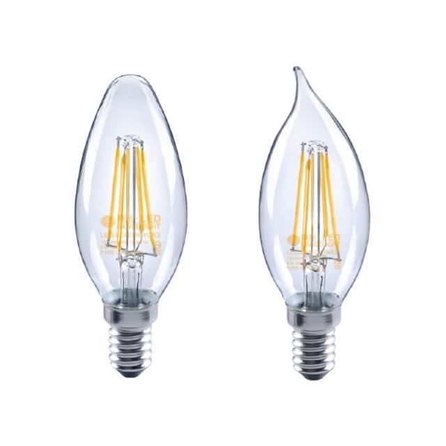 【DanceLight 舞光】6入 LED 4W E14 燈絲燈 燈絲燈泡 尖清 拉尾 鎢絲燈泡 蠟燭燈 黃光