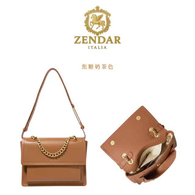 【ZENDAR】直播限定 限量1折 頂級小牛皮金鍊手提包肩背包 勞倫系列 全新專櫃展示品 (2色)