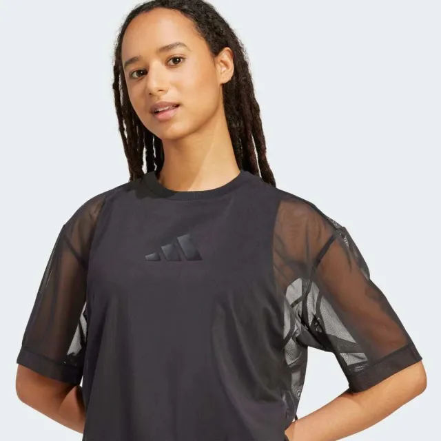 【adidas 愛迪達】W All Szn Sh T 女 T恤 運動上衣 休閒短袖 黑 亞版 外罩 單穿(JM3737)