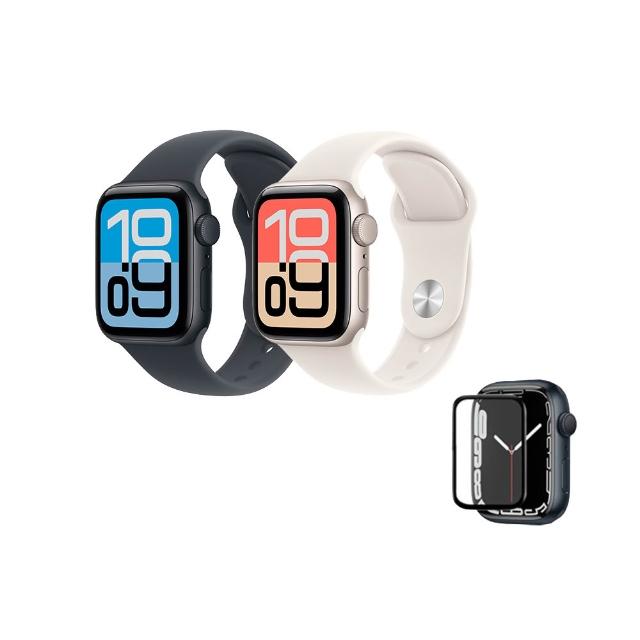 鋼化保貼組【Apple】Apple Watch SE 3 GPS 44mm(鋁金屬錶殼搭配運動型錶帶)