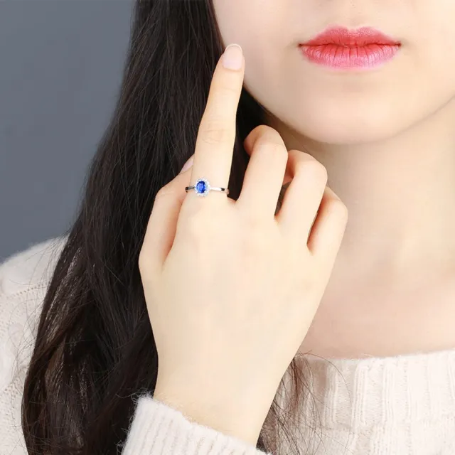 海斯珠寶 55分天然藍寶石 18K白金鑽石戒指 經典黛妃款 橢圓形切割 奢華圍鑽工藝 浪漫週年禮物