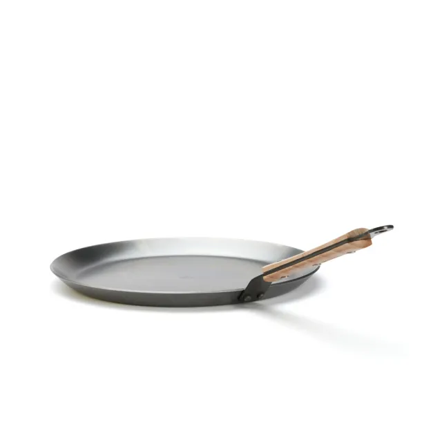 【de Buyer 畢耶】原礦木柄蜂蠟系列 法式可麗餅鍋24cm-適用IH爐