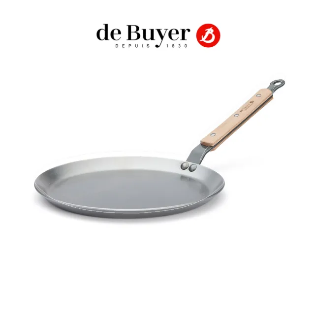 【de Buyer 畢耶】原礦木柄蜂蠟系列 法式可麗餅鍋24cm-適用IH爐