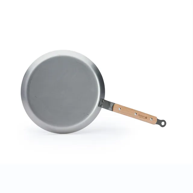 【de Buyer 畢耶】原礦木柄蜂蠟系列 法式可麗餅鍋24cm/鐵鍋-適用IH爐