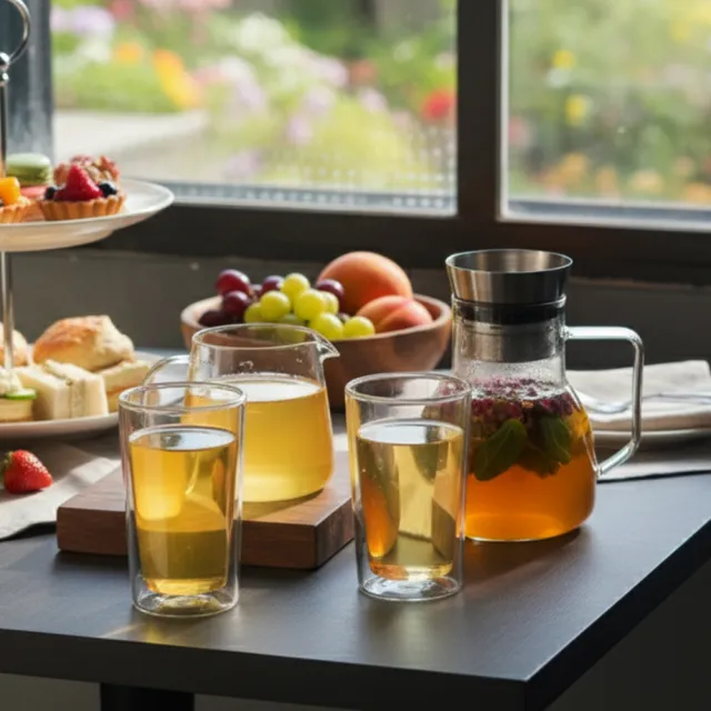 【Driver】甘丹茶壺聚會分享組(泡茶壺 茶具 茶器 茶杯 耐熱玻璃壺 雙層玻璃杯 茶壺茶杯組 送禮推薦)