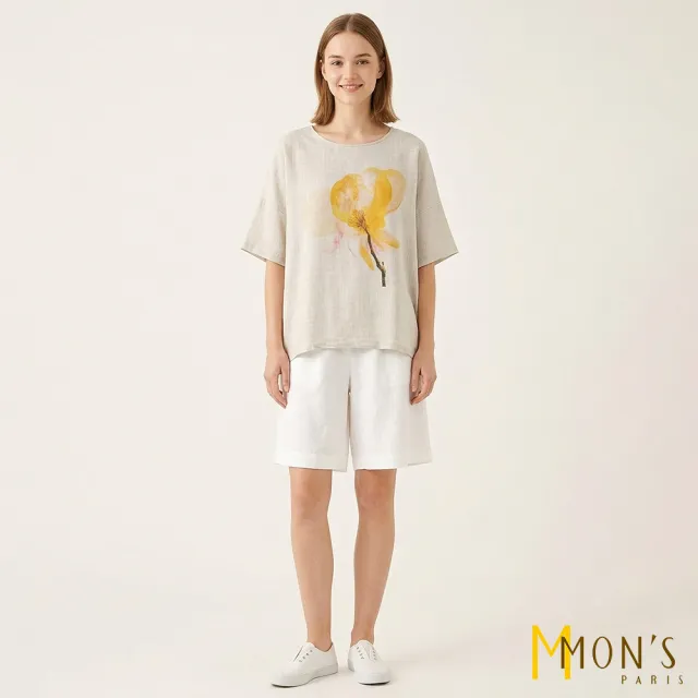 【MON’S】棉麻拼接上衣(直)