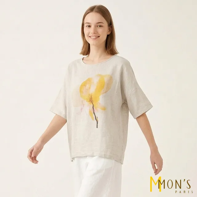 【MON’S】棉麻拼接上衣(直)